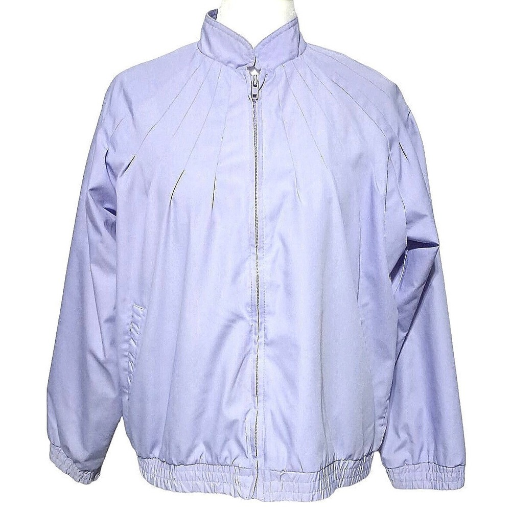 Vintage Pacific Trail Windbreaker Jacket‎ Women 12 Lavender Purple Pleated Zip